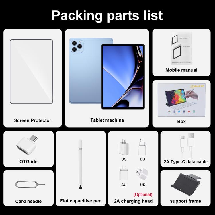Pad 16 Pro 10.1 吋 4G LTE 平板電腦，4GB+32GB，Android 10 MTK6755 八核心，澳規插頭，澳規插頭