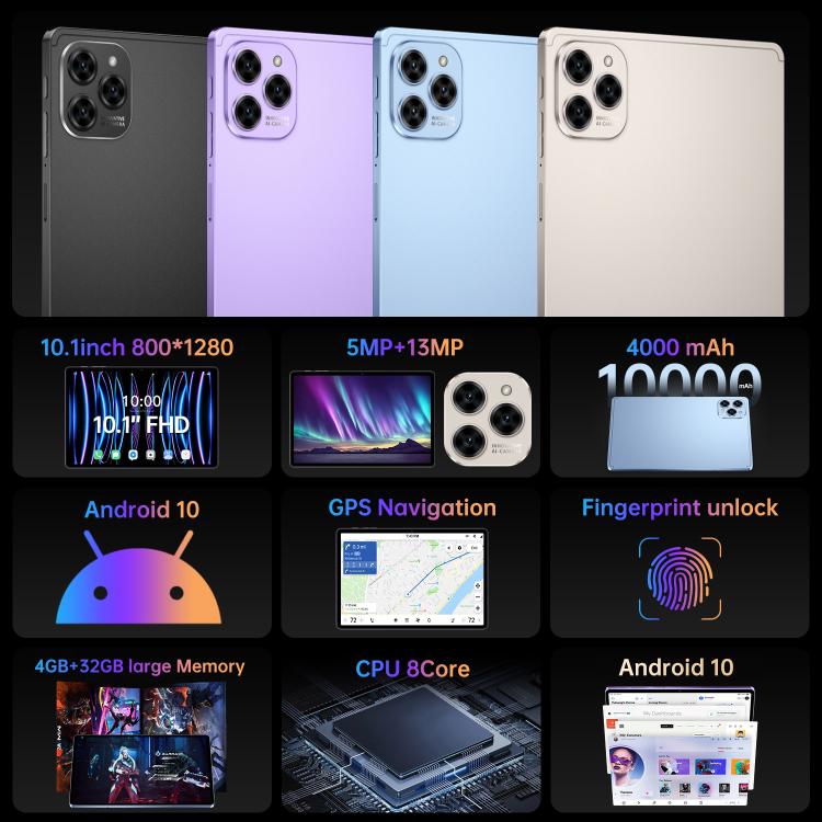 Pad 16 Pro 10.1 吋 4G LTE 平板電腦，4GB+32GB，Android 10 MTK6755 八核心，英規插頭，英規插頭