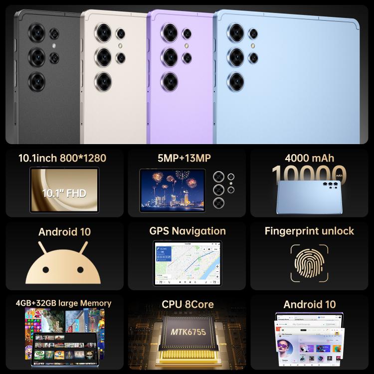 Pad 25 Ultra 10.1 吋 4G LTE 平板電腦，4GB+32GB，Android 10 MTK6755 八核心，英規插頭，英規插頭