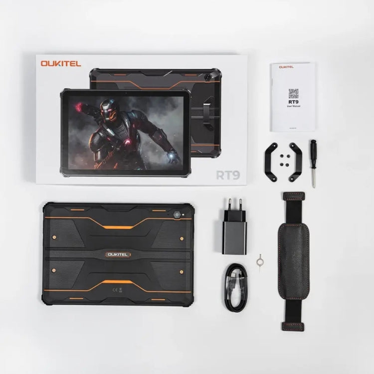 OUKITEL RT9 4G 網路 IP68/IP69K 防摔平板，6GB+256GB，11 吋 Android 14 Unisoc T606 八核心 支援雙 SIM，歐規插頭，RT9 6GB+256GB