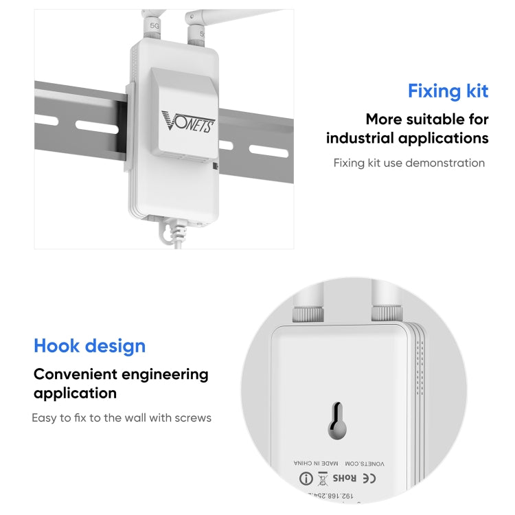 VONETS VAP11S-5G迷你無線橋接器 900Mbps WiFi中繼器，含2天線及風扇