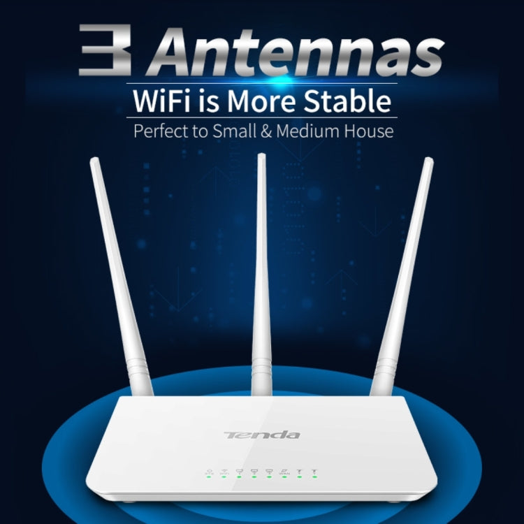 Tenda F3無線2.4GHz 300Mbps WiFi路由器，配備3*5dBi外置天線，F3