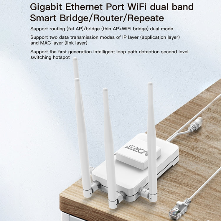VONETS VAR1200-H 1200Mbps 無線橋接器 外置天線 雙頻 WiFi 中繼器，含 4 根天線 + 直流電源適配器套裝，VAR1200-H 含 4 根天線 + 直流電源適配器套裝