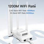 VONETS VAR1200-H 1200Mbps 無線橋接器 外置天線 雙頻 WiFi 中繼器，含 4 根天線 + 直流電源適配器套裝，VAR1200-H 含 4 根天線 + 直流電源適配器套裝