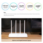 原裝小米WiFi路由器4A智能APP控制AC1200 1167Mbps 128MB 2.4GHz & 5GHz雙核CPU千兆以太網口無線路由器中繼器，配備4根天線，支持網頁及Android和iOS，美規插頭，4A（雙核CPU）