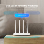 原裝小米WiFi路由器4A智能APP控制AC1200 1167Mbps 128MB 2.4GHz & 5GHz雙核CPU千兆以太網口無線路由器中繼器，配備4根天線，支持網頁及Android和iOS，美規插頭，4A（雙核CPU）