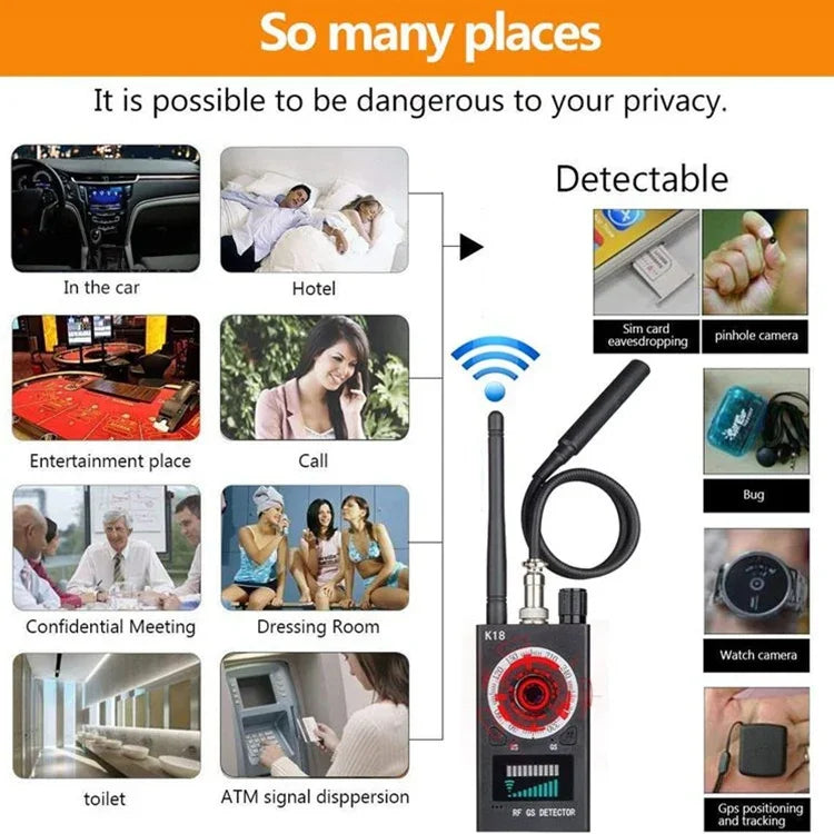 K18 防偷拍無線 GPS 偵測器 無線訊號偵測器，K18