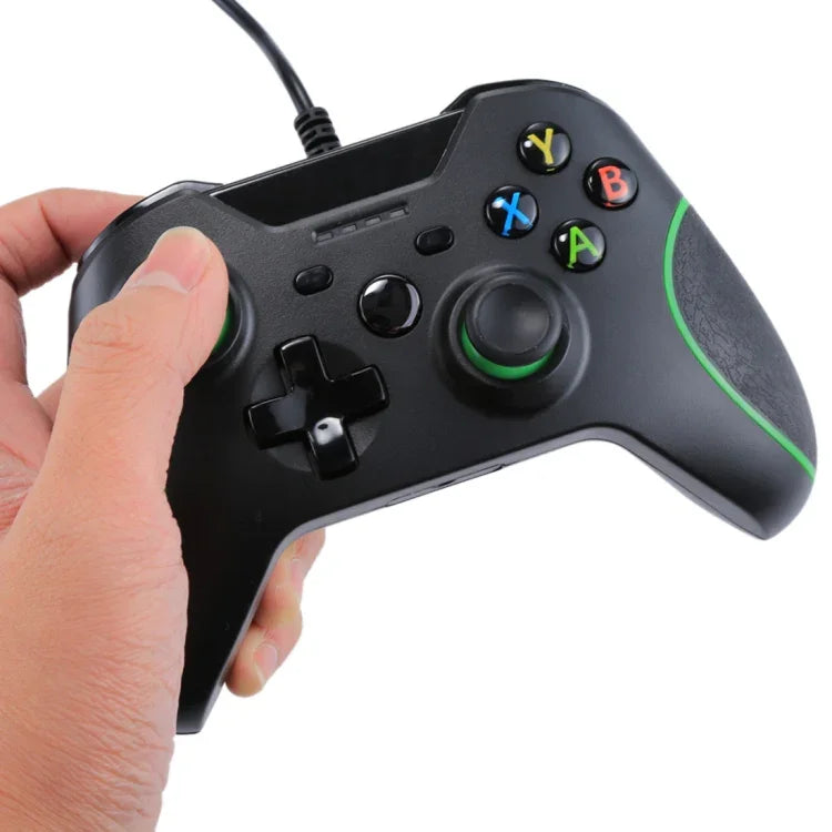 有線 USB 遊戲控制器手把，適用於 XBOX ONE 主機 / 電腦 / 筆電，線長約 2.1 米，HSY-008（黑色）