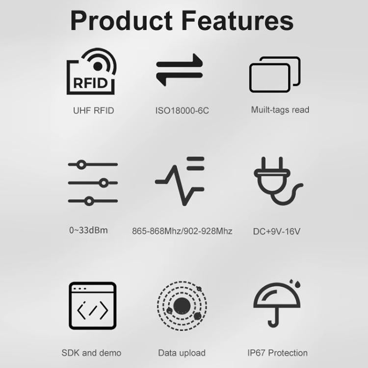 UHF RFID 長距離 9dBi 一體式讀取器搭載 E710 晶片，款式：內建加熱恆溫模組，內建加熱恆溫模組