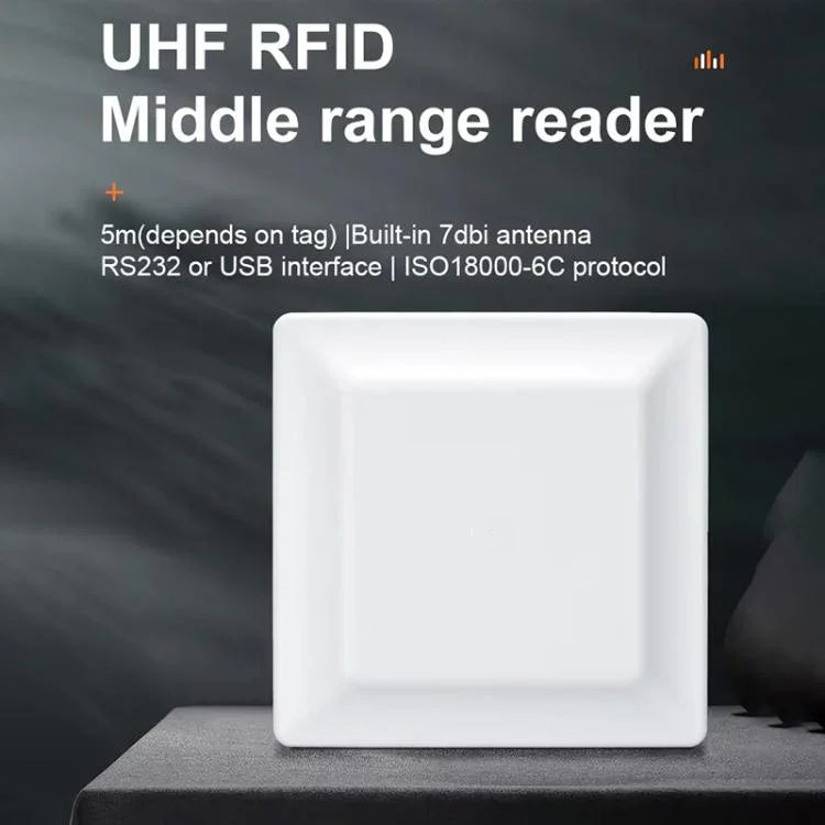 UHF 電子標籤識別 RFID 讀寫器 7dbi 天線一體化讀取器，款式：RS232 埠，RS232 埠