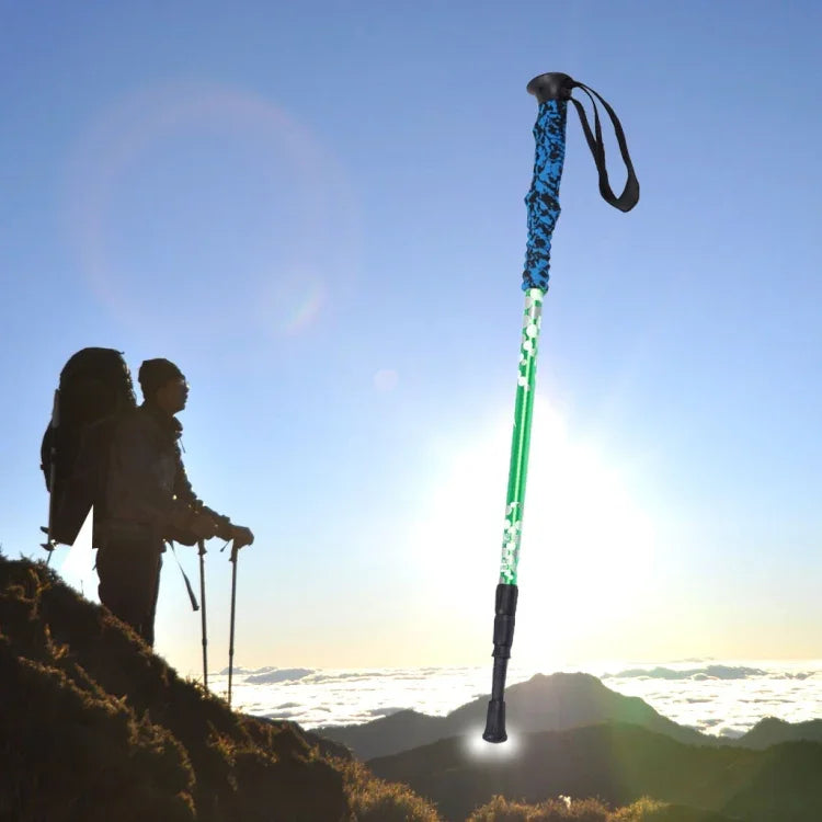 135cm可調節便攜高度戶外鋁合金登山杖，紅色#135cm，綠色#135cm
