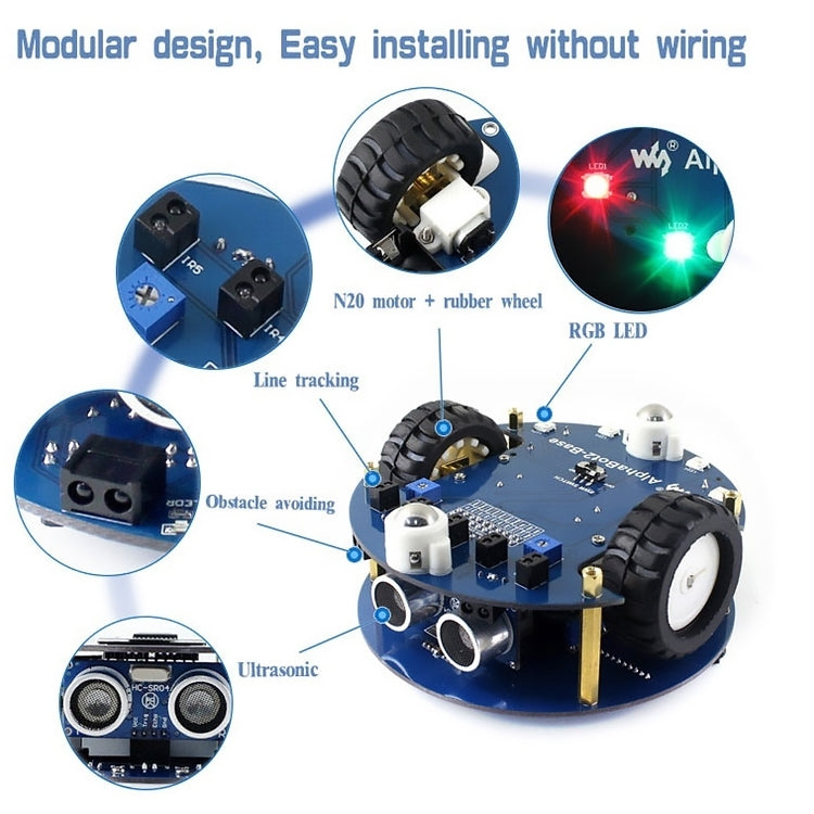 Waveshare AlphaBot2 Arduino 機器人組裝套件（不含 Arduino 控制器），適用於 Arduino（不含 Arduino 控制器）