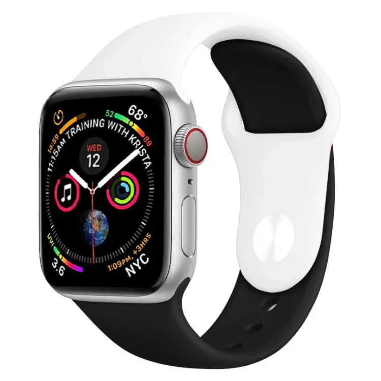 雙色矽膠錶帶，適用於 Apple Watch Series 3 & 2 & 1 38毫米（白色+紅色）