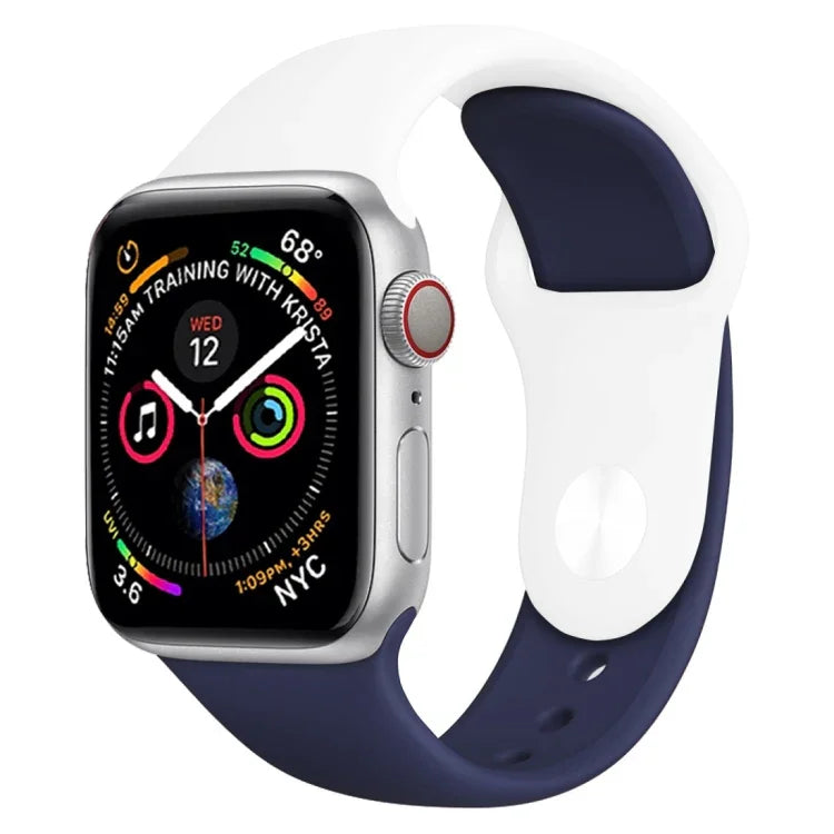 雙色矽膠錶帶，適用於 Apple Watch Series 3 & 2 & 1 38毫米（白色+紅色）