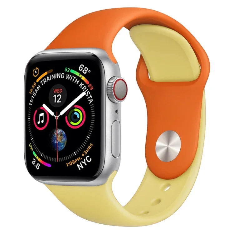 雙色矽膠錶帶，適用於 Apple Watch Series 3 & 2 & 1 38毫米（白色+紅色）