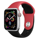 雙色矽膠錶帶，適用於 Apple Watch Series 3 & 2 & 1 38毫米（白色+紅色）