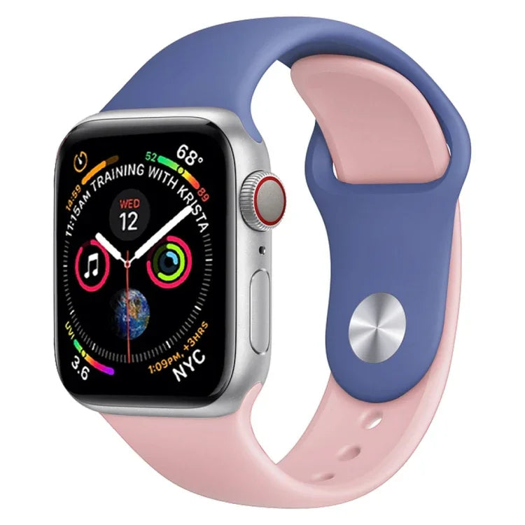 雙色矽膠錶帶，適用於 Apple Watch Series 3 & 2 & 1 38毫米（白色+紅色）