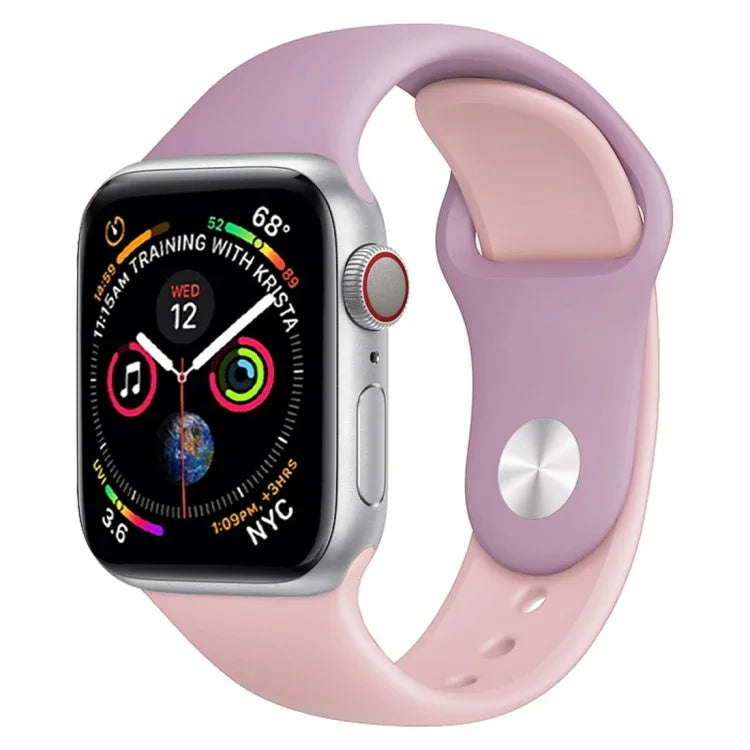 雙色矽膠錶帶，適用於 Apple Watch Series 3 & 2 & 1 38毫米（白色+紅色）