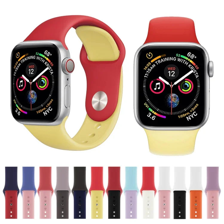雙色矽膠錶帶，適用於 Apple Watch Series 3 & 2 & 1 38毫米（白色+紅色）