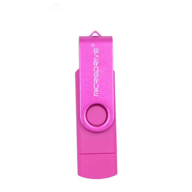 MicroDrive 32GB USB 2.0 行動電腦雙用旋轉 OTG 金屬隨身碟，32GB