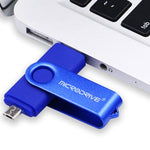 MicroDrive 32GB USB 2.0 行動電腦雙用旋轉 OTG 金屬隨身碟，32GB