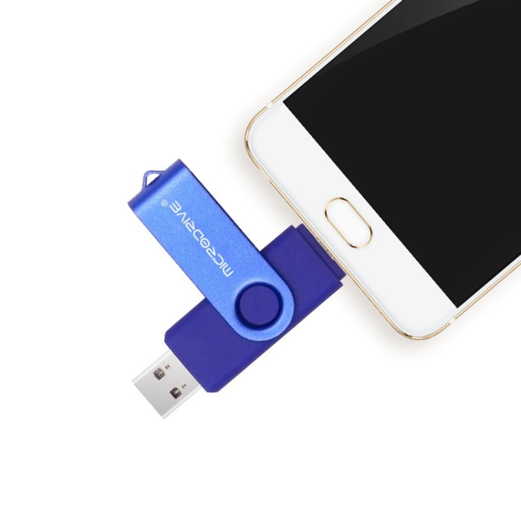 MicroDrive 32GB USB 2.0 行動電腦雙用旋轉 OTG 金屬隨身碟，32GB