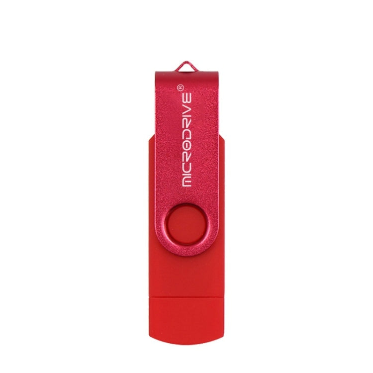 MicroDrive 32GB USB 2.0 行動電腦雙用旋轉 OTG 金屬隨身碟，32GB