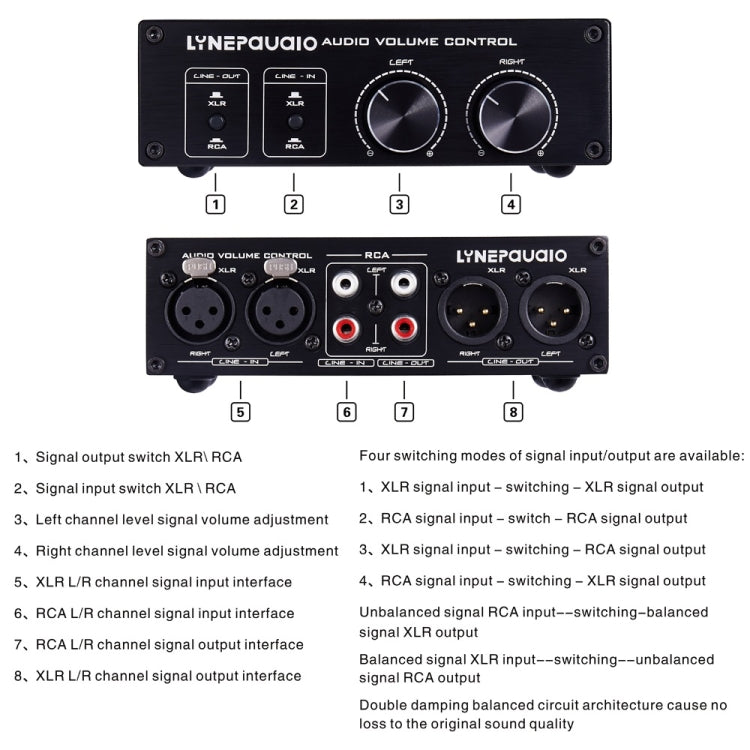 LINEPAUDIO A977 2進2出切換器全平衡無源前置放大器主動揚聲器雙聲源音量控制器，A977
