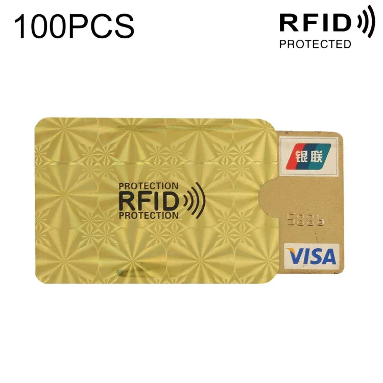 100片鋁箔RFID阻隔信用卡身份證銀行卡套 卡片收納套，尺寸：9 x 6.3cm