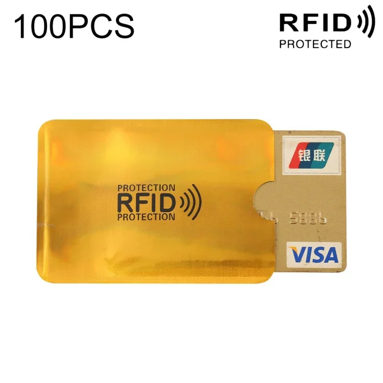 100片鋁箔RFID阻隔信用卡身份證銀行卡套 卡片收納套，尺寸：9 x 6.3cm