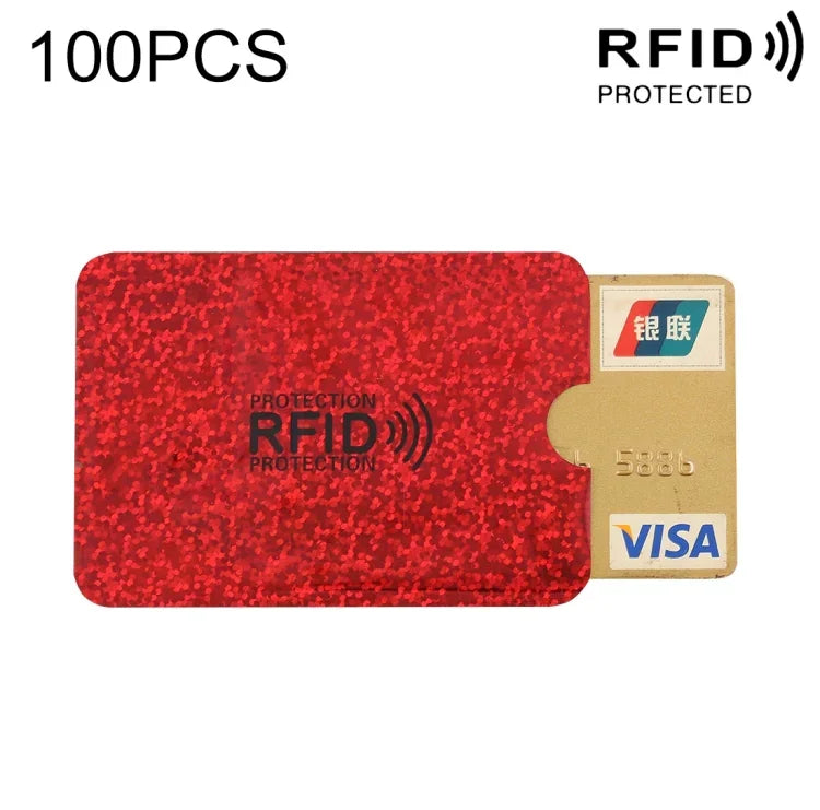 100片鋁箔RFID阻隔信用卡身份證銀行卡套 卡片收納套，尺寸：9 x 6.3cm