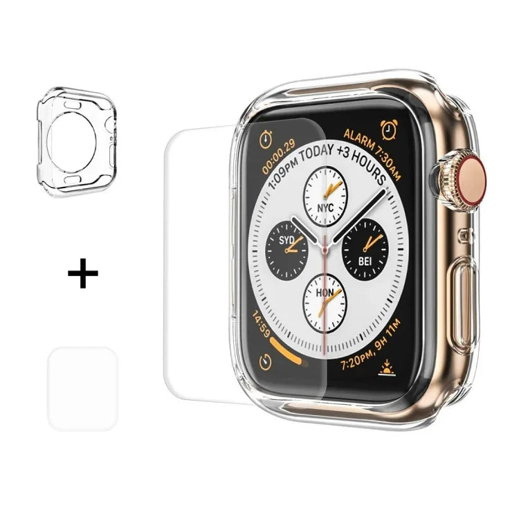 ENKAY Hat-Prince 2 合 1 TPU 半包覆保護殼 + 3D 全螢幕 PET 曲面熱彎膜，適用於 Apple Watch Series 6 / 5 / 4 / SE 3 / SE 2 / SE 1 44mm，F Apple Watch Series 6 / 5 / 4 / SE 3 / SE 2 / SE 1 44mm