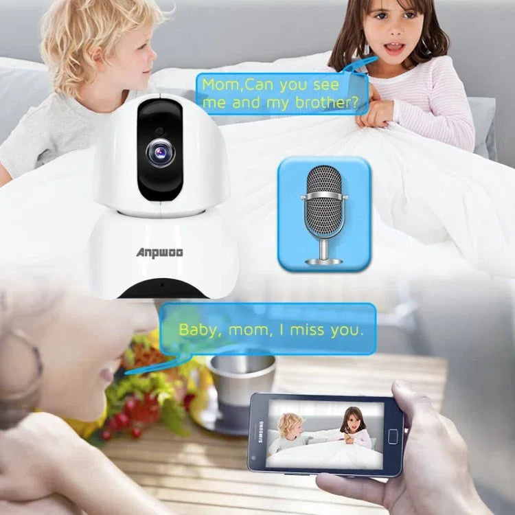 Anpwoo - YT003 2.0 Mega 3.6mm Lens Wide Angle 1080P Smart WIFI Monitor Camera , Support Night Vision & TF Card Expansion Storage, EU Plug - Trustpick