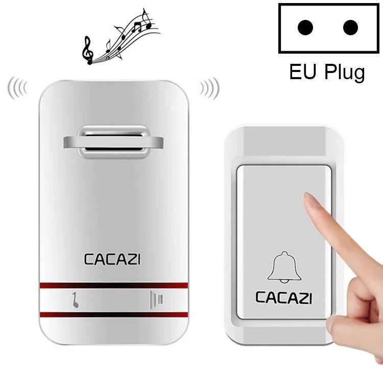 CACAZI V027G One Button One Receivers Self - Powered Wireless Home Kinetic Electronic Doorbell, UK Plug - Trustpick
