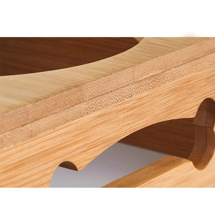 Cat Dog Pet Stainless Steel Feeding and Drinking Bowls Combination With Bamboo Frame - Trustpick