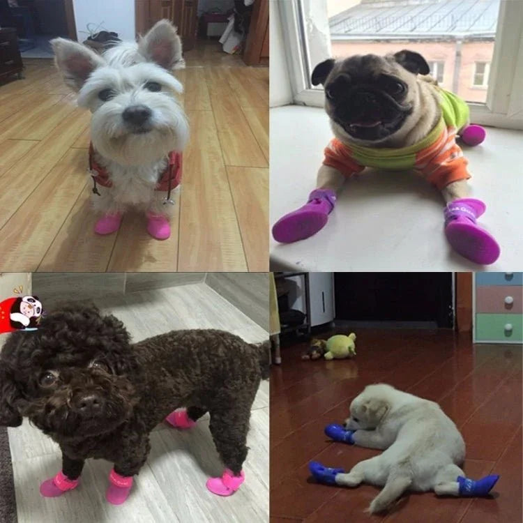 Lovely Pet Dog Shoes Puppy Candy Color Rubber Boots Waterproof Rain Shoes, S, Size: 4.3 x 3.3cm - Trustpick