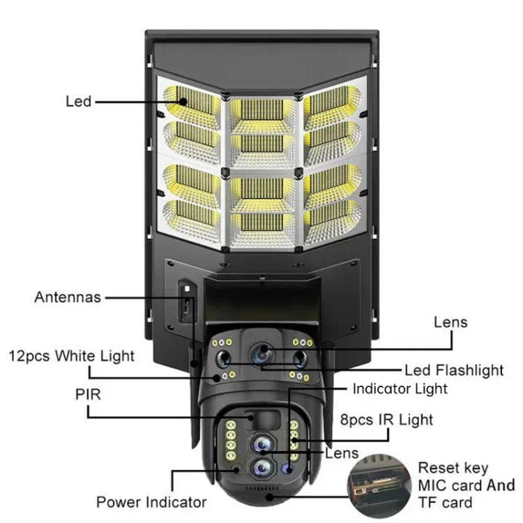 Solar Street Light with V380 4G WiFi 10X Dual - lens Monitoring HD Camera - Trustpick