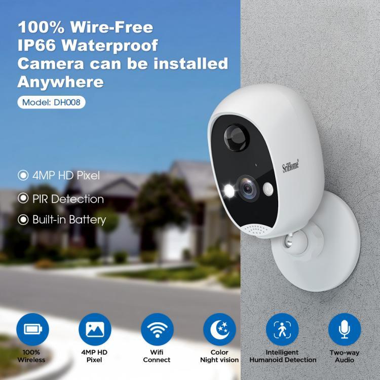 SriHome DH008 4MP 2K Low Power Consumption Wireless Security Camera System - Trustpick